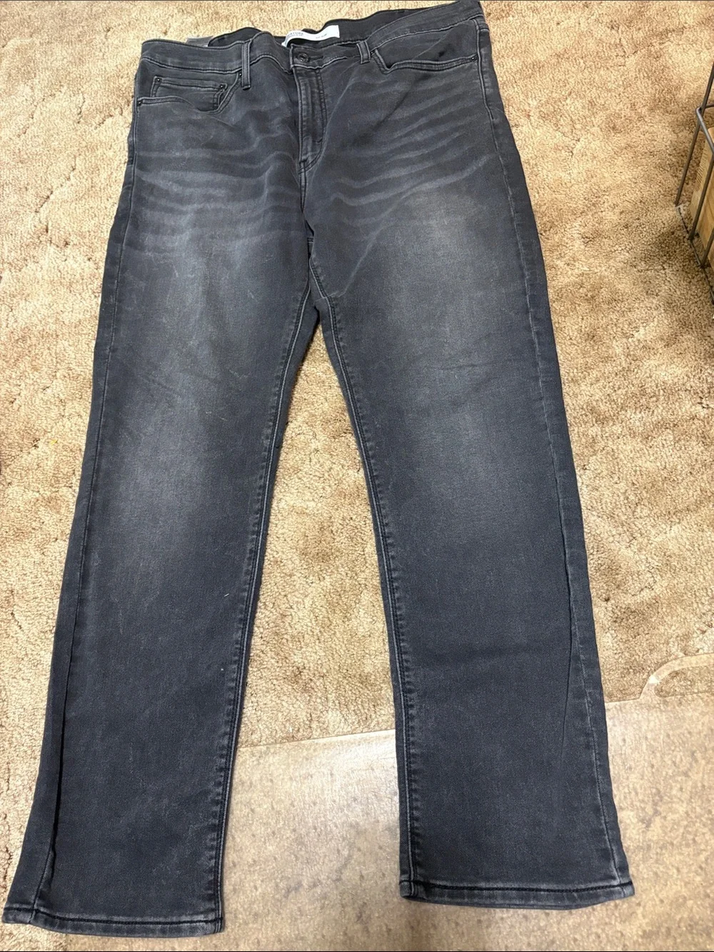 Signature by Levi Strauss Men's Black Washed Slim Straight Jeans 38 by 30